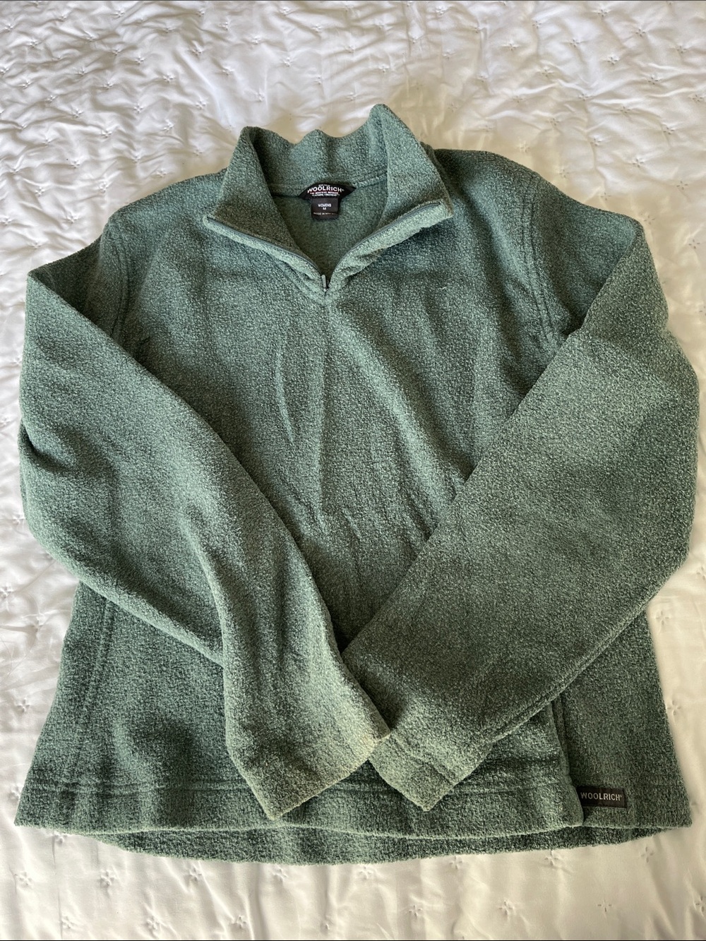 Woolrich Light Sage Green Half-Zip Fleece
